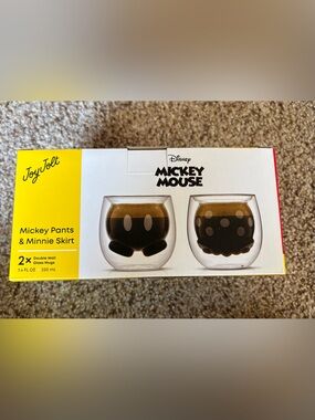 Jolt Disney Mickey Mouse Black Double-Wall Glass Mug Set (2-Pack)